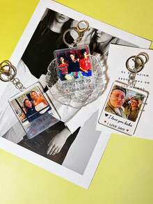 Customized Photo And Text Keychain, Personalized Acrylic Keychain, Valentine's Day Gifts, Customized Couples Keychain, Photo Keychain, Valentine's Day, Personalized Items, Valentine's Day Decorations, Birthday Gifts, Anniversary, Party, Wedding, Anniversary, Couples Gifts, Ideal Customized Gifts For Boyfriend, Girlfriend, Family, Friends - Multicolor - View 4