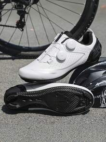 新款男士专业骑行鞋，配备稳固绑带和卓越抓地力。非常适合户外骑行爱好者，为公路和山地骑行提供舒适性和稳定性。这款高性能骑行鞋将提升您的骑行体验。 - 白色 - 查看 3