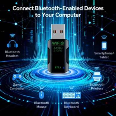 The AX900 WiFi 6 Mini USB Network Adapter Features Dual-Band 2.4G/5G Connectivity, Requires No Drivers, Offers Convenient USB Power, Boasts A Compact Design That Saves Space, Provides Stable Connectivity, And Is Compatible With PCs, Laptops, Linux Systems, And Other Devices. Covering Various Scenarios Such As Office Work, Travel, And Gaming, It's A Practical Choice For Office Workers And Those With High Network Demands!