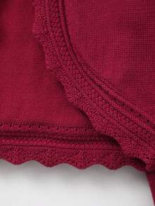 女婴优雅镂空蕾丝针织开衫披肩，送给宝宝的礼物！ - 酒紅色 - 查看 5