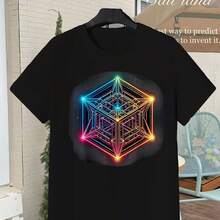 Camiseta del Cubo de Metatrón de Geometría Sagrada - Peso pesado - 220 g_01 - Negro - Ver 2