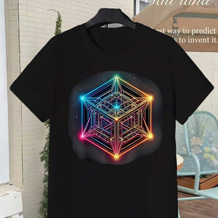 Camiseta del Cubo de Metatrón de Geometría Sagrada - Peso pesado - 220 g_01