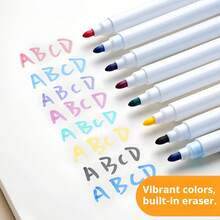 Bộ 8 bút dạ bảng trắng đầu đạn 11.3*1cm cỡ nhỏ không nam châm có chức năng xóa, bút dạ bảng trắng xóa khô, 8 màu * 1 chiếc, bút dạ bảng trắng không nam châm - Nhiều màu - Xem 7