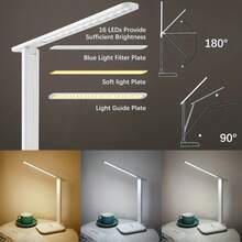 1-Pack LED Touch Switch White Folding Desk Lamp, Suitable For Bedroom Bedside And Study Reading Scenes, With Eye Protection And Night Light Functions, Supports USB Plug-In And Brightness Adjustment - 白光 - 查看 8