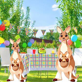 1 st födelsedagsfest fotorekvisita dekoration ornament, högtidsdekoration logotyp, söt kängurumönster plastdekoration, lämplig för kreativ dekoration i olika scener och festaktiviteter som inomhus och utomhus, hem, dop, födelsedagsfirande, etc.