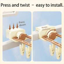 1pc Balcony Windproof Drying Rack, Foldable Clothesline Rack For Home Use, No Drilling Required - Efficient Drying Rack, Ideal For Bedroom, Bathroom And Dorm Decoration, Holiday Decor / Multi-Clip Clothesline Rack, Drying Rack, Multi-Function Plastic Clothes Clips - Multicolor - View 11
