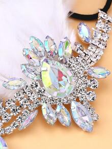 复古羽毛发箍，20世纪20年代仿珍珠水钻爵士女郎头饰，复古盖茨比风格发饰，适合派对、舞会和婚礼，头部饰品，准新娘必备 - 銀色 - 查看 4