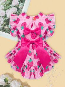 1pc Floral Ruffled Pet Dress With Purple Bow - Cute Princess Outfit For Small Dogs (Pomeranian/Teddy Bear) - Multicolor - View 21