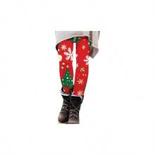 Leggings de Navidad para mujer, cintura alta, estampado de Pap Noel, longitud al tobillo, leggings cmodos, rojo, - inicial - Ver 1