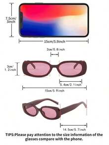 1 Pair Women's Burgundy Oval PC Frame Solid Color Retro Small Frame Personalized Casual Fashion Street Snap Minimalist Glasses - Burgundy - View 6