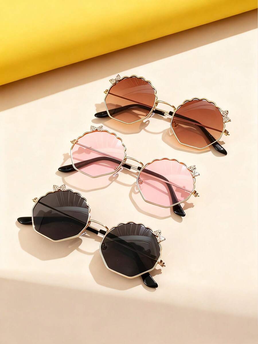 3/2/1pcs Cute Bowknot Children Fashion Glasses, Fashionable Versatile Fashion Glasses, Kids Metal Glasses - Multicolor - View 1