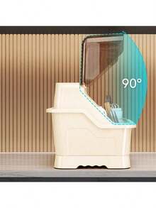 带盖厨房沥水架柜，碗碟架盒，适用于盘子、碗碟、餐具，家用餐具收纳架，碗碟晾干架柜 - 彩色 - 查看 4