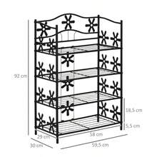 HOMCOM Small Shoe Rack, Compact Flower Stand, Plant Stand, Freestanding Shelf, 4 Tiers, Metal, Black, 59.5 X 30 X 92 Cm - Black - View 3