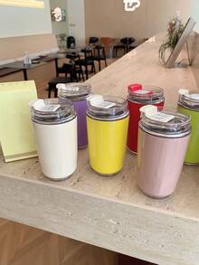 1 pieza Botella de agua aislada de acero inoxidable con estilo minimalista, opciones de varios colores, doble pared al vacío, a prueba de fugas, diseño antideslizante, adecuado para regalos de negocios, regalos para el hogar, unisex, para todas las estaciones, aislamiento perfecto y suave para un control de temperatura duradero, taza portátil de café/té para el hogar, la oficina, los viajes por carretera, el camping, el senderismo, los deportes, los picnics - Multicolor - Ver 5