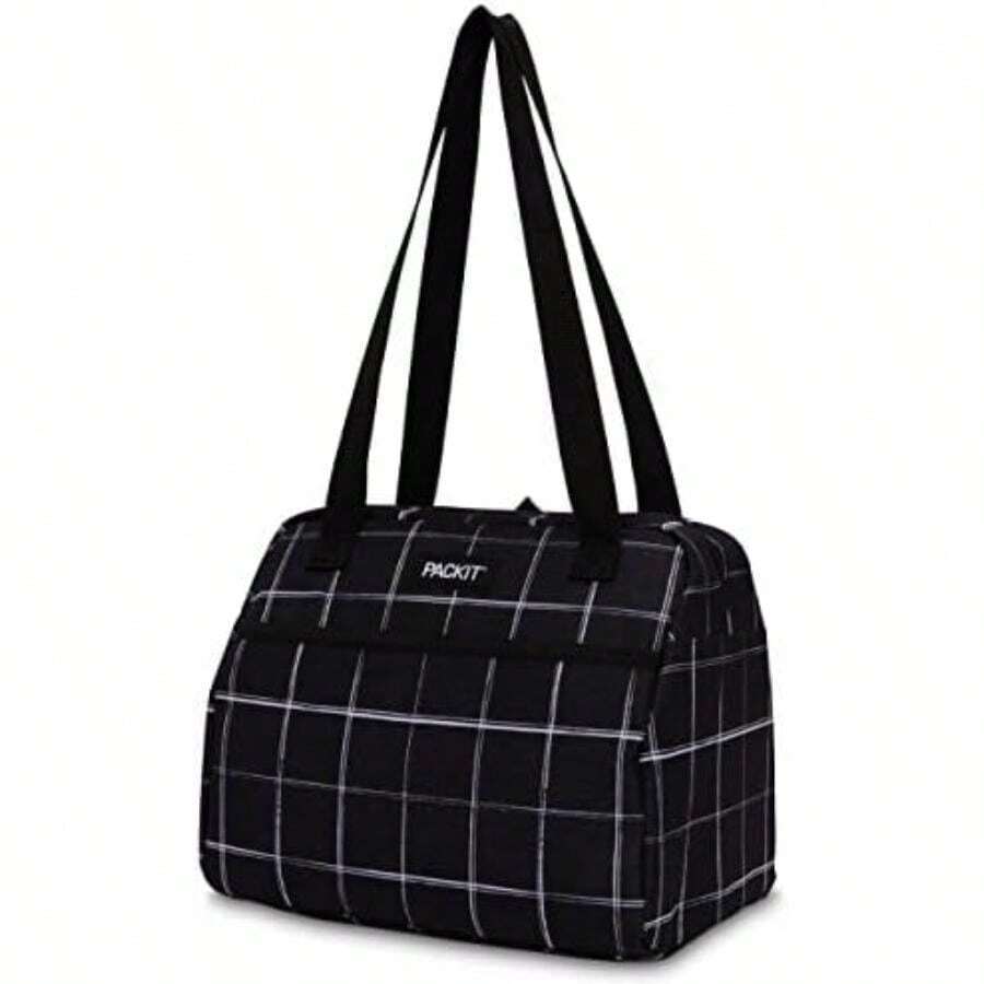 - Bolsa de almuerzo congelable Hampton, ñido anudado de morera, construida con tecnología EcoFreeze plegable, reutilizable, cierre de cierre con bolsillo frontal y correas de hombro, perfecta(Negro (Black Grid)) - Multicolor - Ver 1