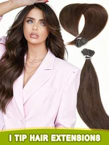 I-Tip Hair Extensions, Human Hair, I-Tip Hair Extensions - Invisible, Pre-Bonded Straight Fusion Hair Extensions, Unisex, I-Tip Hair Extensions, Human Hair Extensions, 1B Natural Black Straight Hair, I-Tip Keratin Hair Extensions, Invisible - Multicolor - View 90