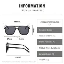 1pc Men's Double Beam Square Frame Fashion Glasses, Retro &, Lightweight, Black Frame With Light Blue And Orange Lenses, Suitable Travel, Vacation, Daily, Beach And Outdoor Activities Beach Accessories Glasses Shades Summer Beach Vacation,Outdoor,Travel - Burnt Orange - View 10