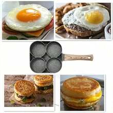 New Fried Egg Burger Machine, Non Stick Small Flat Bottom Home Fry Pan, Breakfast Egg Burger Pancake Pan, Four Hole Pancake Pan Electromagnetic Stove Gas Stove Universal - Multicolor - View 6