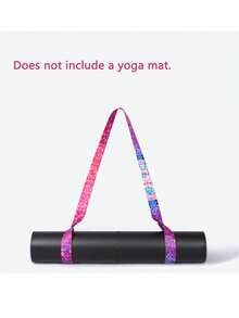 1 pieza Correa para esterilla de yoga con estampado digital, correa de sujeción colorida de nailon, correa de almacenamiento, banda de estiramiento de yoga - Rojo - Ver 3