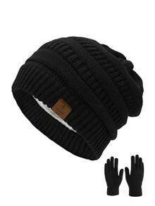 1 件或 2 件男女通用多功能针织帽，保暖内衬厚针织帽，适合日常服装、滑冰、滑雪等。