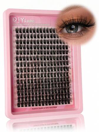 Hinarin 224 piezas Extensiones de pestañas en racimos estilo D Curl, pestañas postizas individuales de aspecto natural de 70D, 10-18mm de longitud mixta, suaves y aptas para principiantes para usar en casa