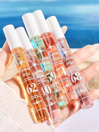 5瓶装10毫升便携式沙滩数码香氛喷雾 - 清新淡雅花香，适用于衣橱/卧室/汽车/旅行/约会，夏季除臭剂和室内香水