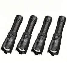 1pc-4pcs Strong Light LED Flashlight,Portable Waterproof Rechargeable Torch, Type-C Multifunctional Zoom Telescopic Flashlight For Outdoor Hiking Emergency Camping-320mah - Black - View 11