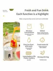 Portable Blender And Juicer With Digital Display Screen, Wireless USB Power Supply, 20000 RPM Powerful Motor, Stainless Steel Blades, Compact Design Suitable For Making Smoothies, Milkshakes, Vegetable Drinks, Easy To Carry Around, Compatible With USB Devices, Ideal For Home, Office, And Travel - 彩色 - 查看 3