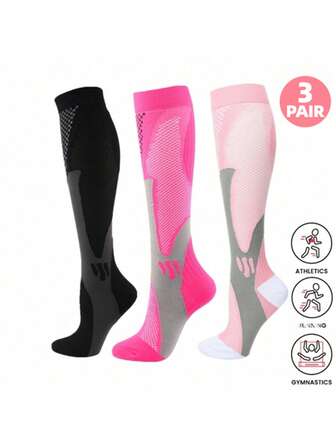 3 Pairs/Pack Men Women Outdoor Sports Running Gym Fitness Compression Athletic Socks