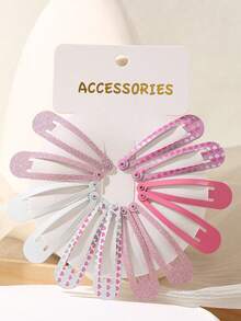 12pcs Solid Color Glitter Sequin Hair Clips For Girls, Bangs Clips - Multicolor - View 4