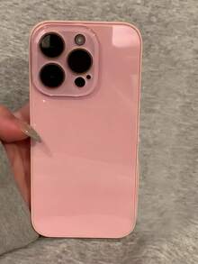 夏季纯色马卡龙玻璃裸机纹理直边带镜头膜手机壳，适用于 16 Pro Max，兼容 13、新款14 Pro、16、15 Pro Max，全包保护壳，也适用于17 Pro Max/17 Pro/17手机壳 - 粉色 - 查看 2