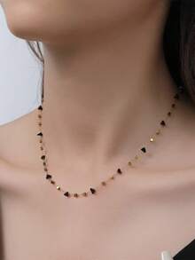 1pc Stainless Steel Colorful Daisy Flower Beaded Necklace - Elegant Vintage Style Delicate Chain With Multi-Color Floral Accents, Mother's Day Gift For Women, Everyday & Holiday Jewelry, Versatile Gold-Plated Flower Necklace (Bead Color Random) - Multicolor - View 14