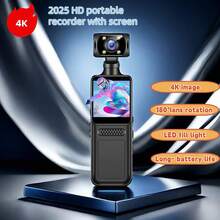 180° Camera, 4K Single Lens, 1.3-Inch HD IPS Display, Wireless Smartphone Connectivity, LED Fill Light, Full-Color Night Vision, Dual-Use Day/Night Operation-Ideal For Motorcycles, Winter Sports, Vlogging, Adventure Gear, Stylish Capture, Ruggedly Durable Design. - màu đen - Xem 1