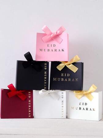 Presentask för Eid Al-Fitr 10/20, med rosett och lyxig pappersförpackning, lämplig för festliga fester, godis, kakor, smycken etc. Finns i många stilar (svart, rosa, vit, grön, röd). En återanvändbar presentask för Ramadan för att fira festivalen med familj och vänner, för Eid Al-Fitr-firanden och speciella islamiska tillfällen.