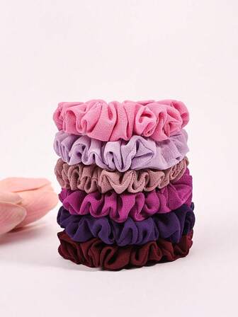6pcs Solid Color Minimalist Dark Tone Hair Scrunchies, Suitable For Women's Casual Daily Wear ,Ponytail ,Hair Elastics ,Hair Rubber Bands ,Hair Rope ,Elastic Hair Tie
