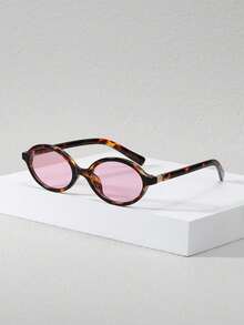 一副女士椭圆形小框眼镜，金属装饰镜腿，街头时尚凹面镜片，沙滩配饰，万圣节沙滩配饰，女士眼镜，基础款，秋冬穿搭，商务休闲礼物，豹纹印花，适合夏季海滩度假、户外活动、旅行，豹纹玳瑁波西米亚风椭圆形镜框，适合度假、海滩、旅行、学院风、返校季