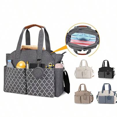 Túi xách đeo vai in họa tiết hình học mới, túi đựng tã cho mẹ, phù hợp cho bà bầu, du lịch và các hoạt động ngoài trời.
