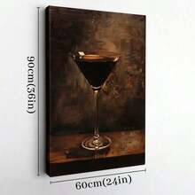 1pc Framed Canvas Wall Art Prints Poster, Martini Glass, Dark Liquid, Vintage Oil Painting Style Art Posters Canvas Print Painting For Living Room Bedroom Office Bathroom Dorm Home Decor, Ready To Hang, 2D Flat - Multicolor - View 11