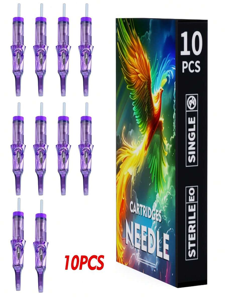 Gold Plume 10pcs Upgraded Tattoo Ink Cups, Professional Design, Smooth Ink Flow, Easy To Use, High Quality, Suitable For All Mainstream Tattoo Machines - Purple - View 1