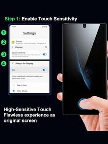 Bộ 3 miếng dán bảo vệ màn hình chống nhìn trộm tương thích với Samsung Galaxy S26 Ultra/S26/S26 Plus/S26 Edge/S25 Ultra/S25/S25 Plus/S25 Edge/S24/S23/S22/A17/A16/A15/A55/A54, màu đen mờ, chất liệu kính cường lực (có chức năng nhận diện vân tay), độ cứng 9H, kính cường lực chống nhìn trộm, không bọt khí. - màu đen - Xem 5
