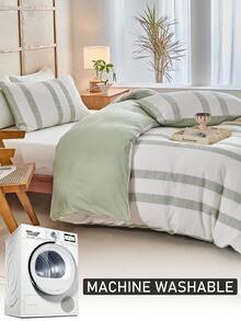 2/3件套绿色华夫格绗缝涤纶被套套装，四季皆宜的奢华现代床上用品套装，波西米亚风被套，柔软透气，可机洗，（1个被套+1/2个枕套，不含填充物） - 綠色 - 查看 8