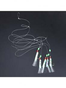 5Pcs/Set Soft Fishing Bait Device Bait Jigger Bait Soft Bait Fake Fish Ribbon Barbed Hook Fishing Bait - Apricot - View 4