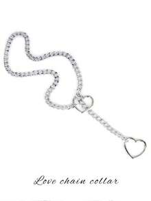1pc A Sexy Heart Chain Choker, Sexy Lingerie Accessory, Women's Heart Traction Neck Ring, Multi-Layered Tassel Necklace, Punk Metal Chain Body Decoration Chain, Sexy Accessory For Couples, Dates, Parties, And Performances.