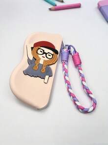 Fashionable Cartoon Girl Pattern Silicone Pouch, Waterproof Shockproof Dustproof Glasses Case, Portable Small Item Storage Bag, Comes With Glasses Cleaning Cloth, Ideal Storage Accessory - Multicolor - View 15