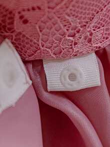 Baby Girls Sleeveless Lace Ruffled Back Bow Organza Cute Puff Flower Girl Dress, Suitable For Wedding, Birthday Party, Outing - Dusty Pink - View 11