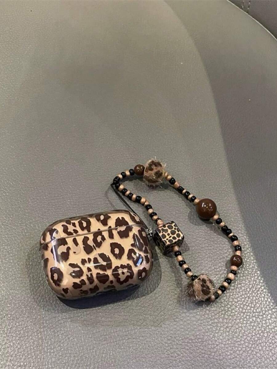 豹纹 Pro 1/2/3/4 蓝牙耳机保护套，黑棕色，韩日风格 - 鏽棕色 - 查看 1