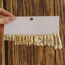 1 Set Fashionable Minimalist Geometric Pattern CCB Earrings Set, Suitable For Daily Wear, Birthday/Holiday Gift For Friends - Yellow Gold - View 10
