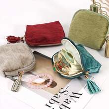 1 حقيبة تخزين مجوهرات فاخرة، متعددة الطبقات مع إغلاق سحاب وزخرفة شرابة - بطانة ناعمة، حقيبة سفر محمولة، تحتفظ بالأساور والساعات والأقراط - هدية أنيقة للنساء/الأم