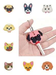 1个可爱动物图案防震防尘可识别保护钥匙套钥匙扣，用于日常钥匙整理、包包背包挂饰、家庭办公室钥匙标签，也是送给孩子朋友的小礼物，情人节适用。 - 彩色 - 查看 1
