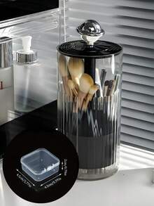 Automatic Lift-Up Makeup Brush Holder With Push-To-Open Lid, Waterproof And Dustproof Dome Cover. Dustproof Vanity Top Cosmetic Storage Box With Eyebrow Pencil Brush Holder. Automatic Lift-Up Makeup Brush Holder Suitable For Vanity Tables And Bathroom Countertops. Holds Brushes, Pens, Eyeliner, Eyebrow Pencil (Pl).